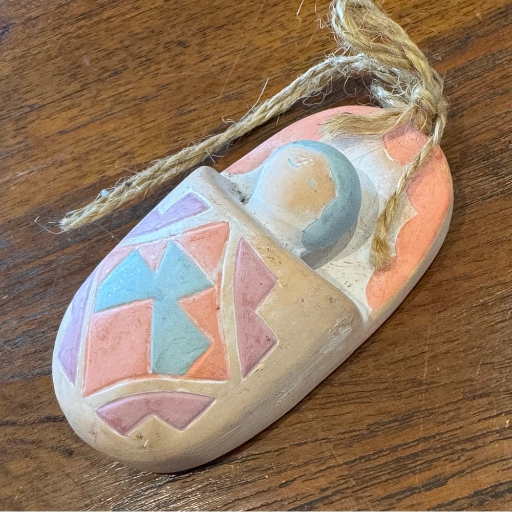 Vintage Southwestern Papoose Nativity Christmas Ornament Clay Santa’s World
